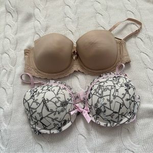 2 La SENZA Strap & Strapless Bra Nude & Printed Size 36B